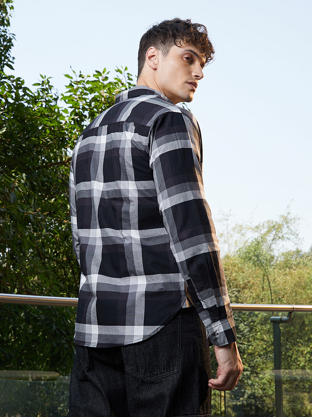 Pixelated-Check Relaxed Shirt