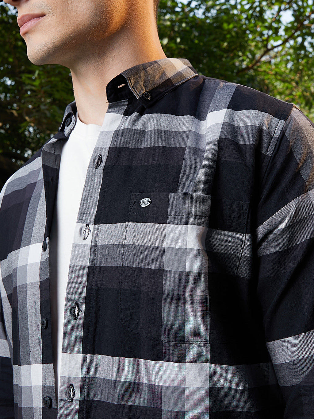 Pixelated-Check Relaxed Shirt