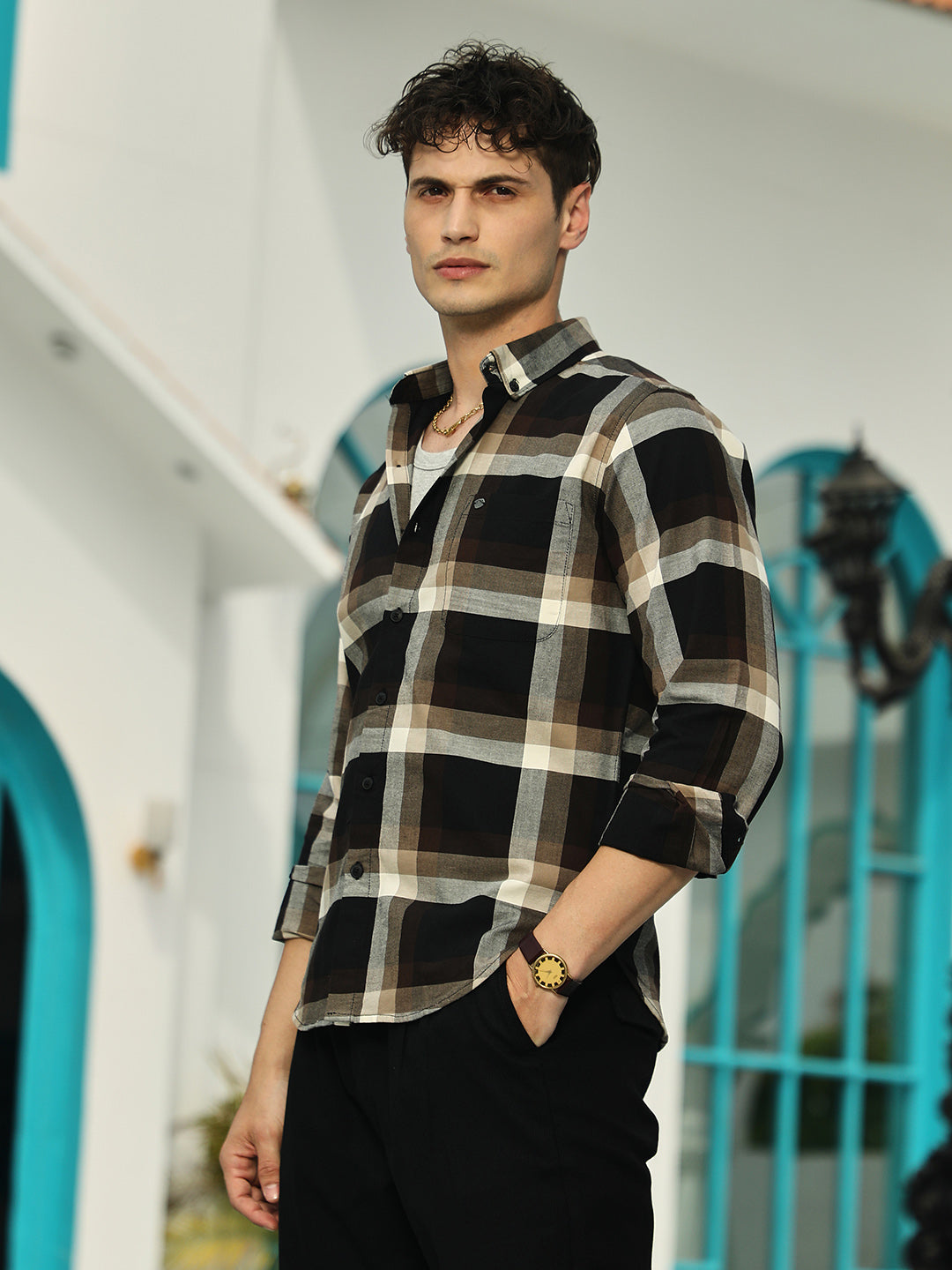 Pixelated-Check Relaxed Shirt