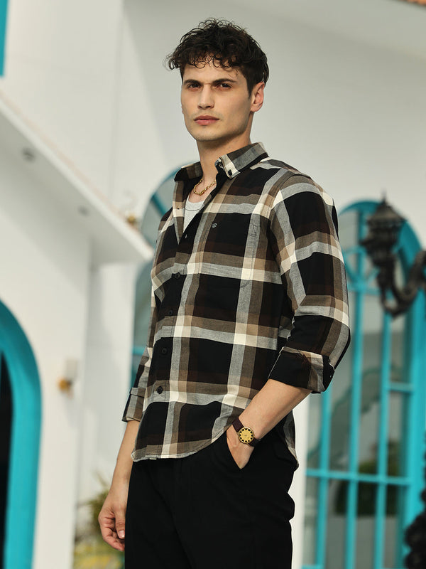 Pixelated-Check Relaxed Shirt