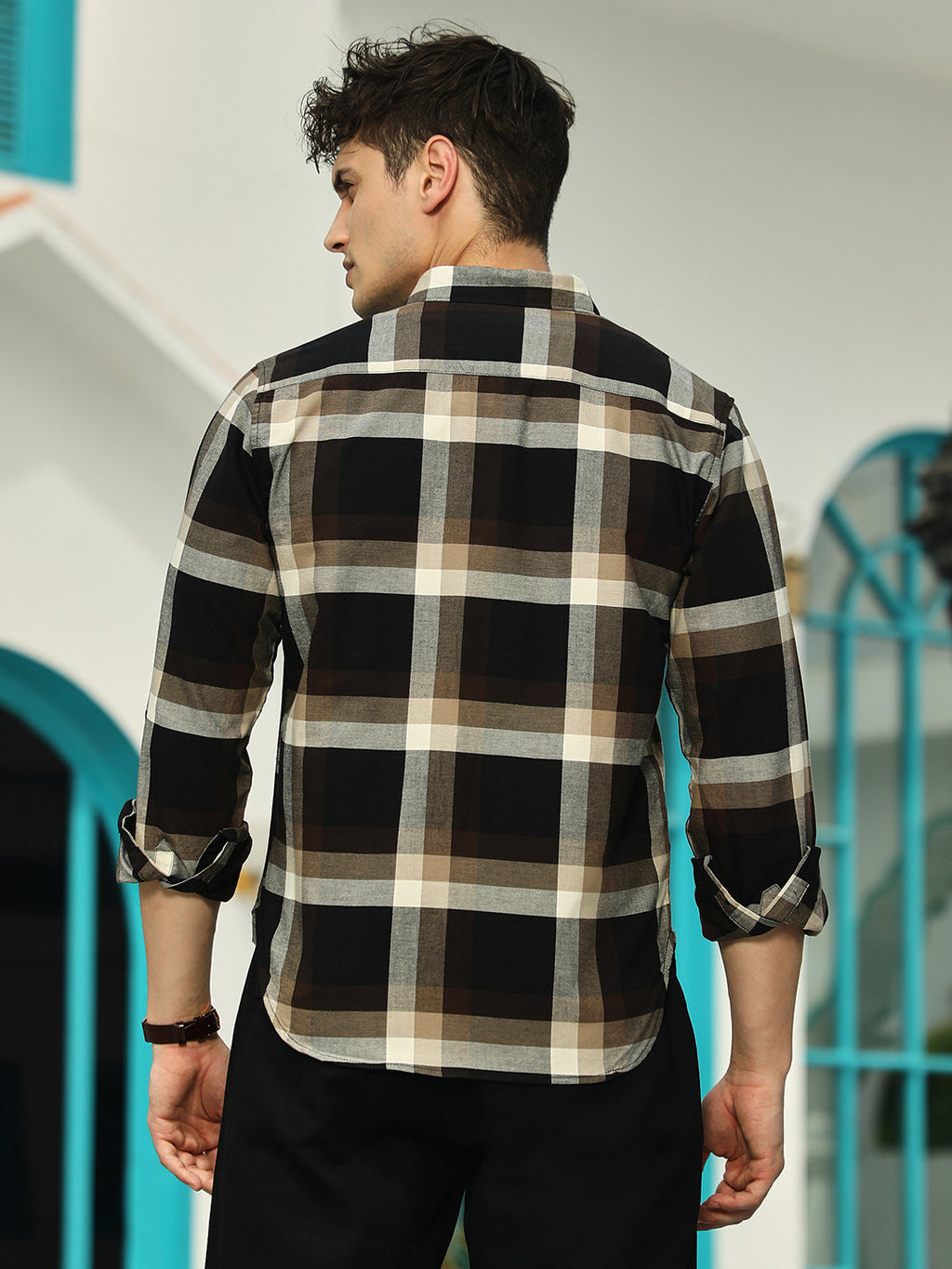 Pixelated-Check Relaxed Shirt