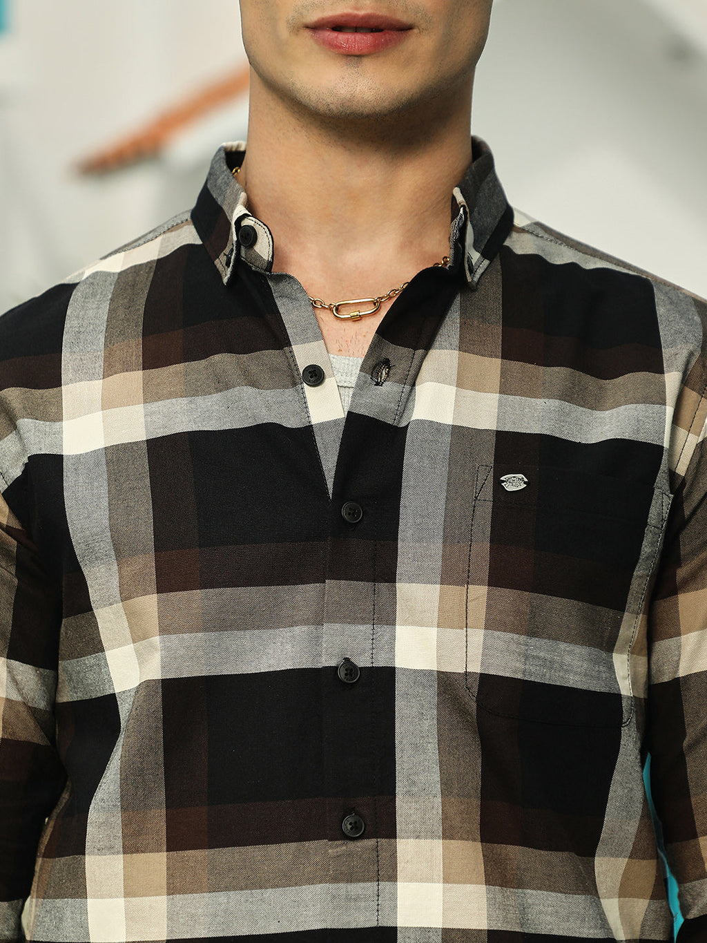 Pixelated-Check Relaxed Shirt