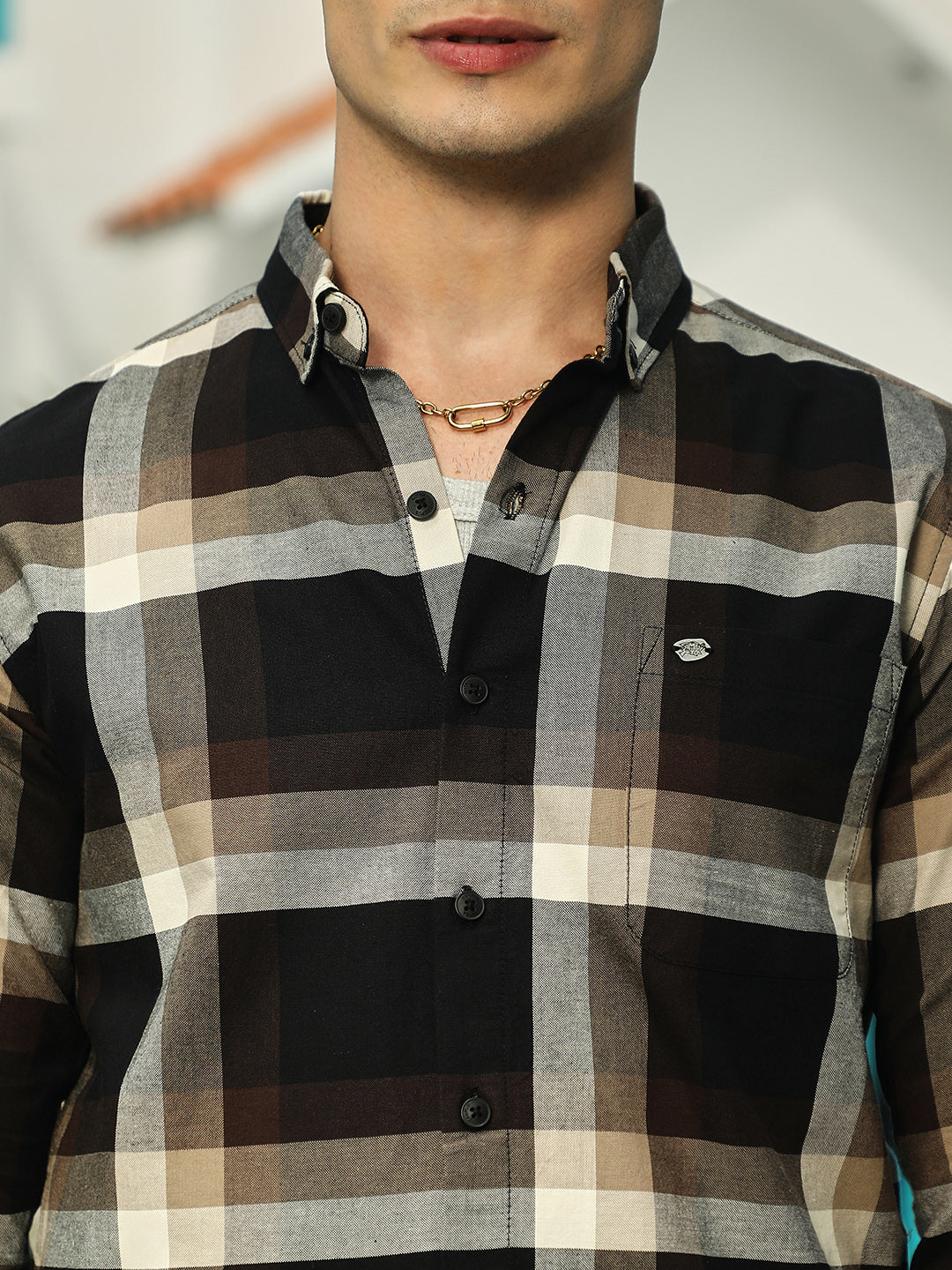 Pixelated-Check Relaxed Shirt