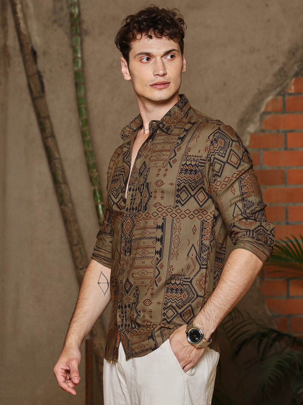 Aztec-Imprint Shirt