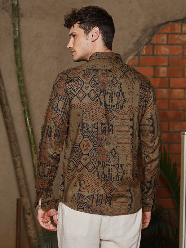 Aztec-Imprint Shirt