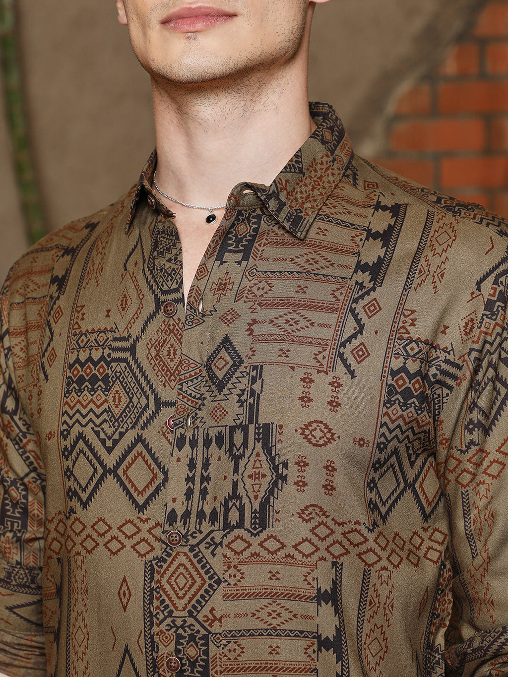 Aztec-Imprint Shirt