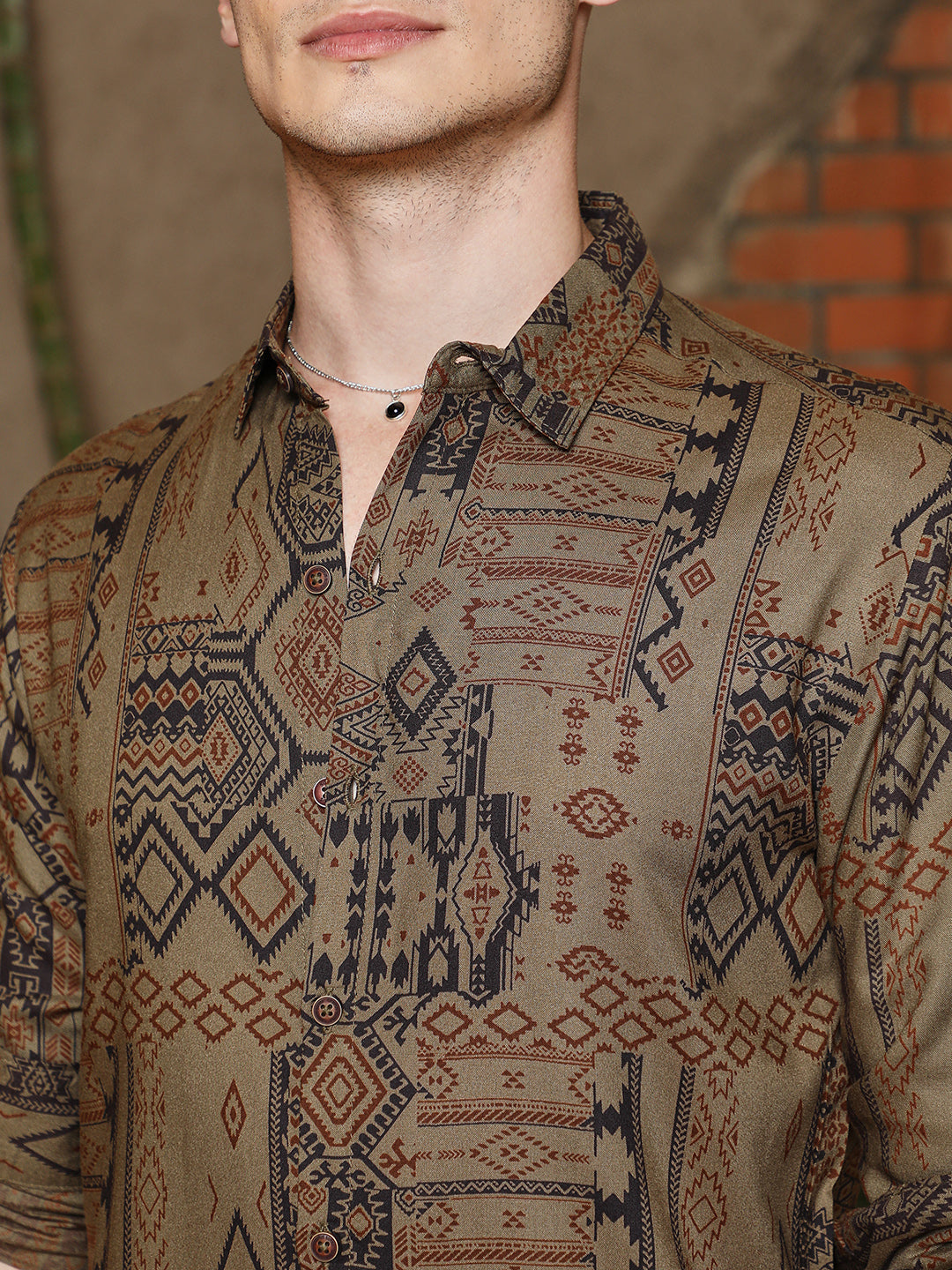 Aztec-Imprint Shirt