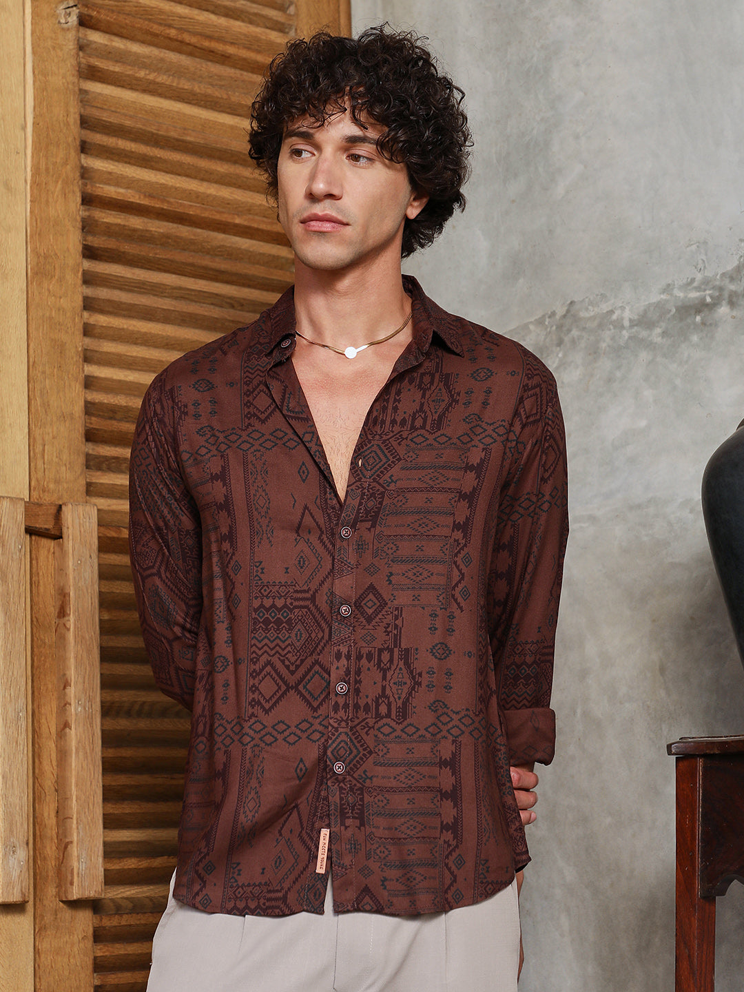 Aztec-Imprint Shirt