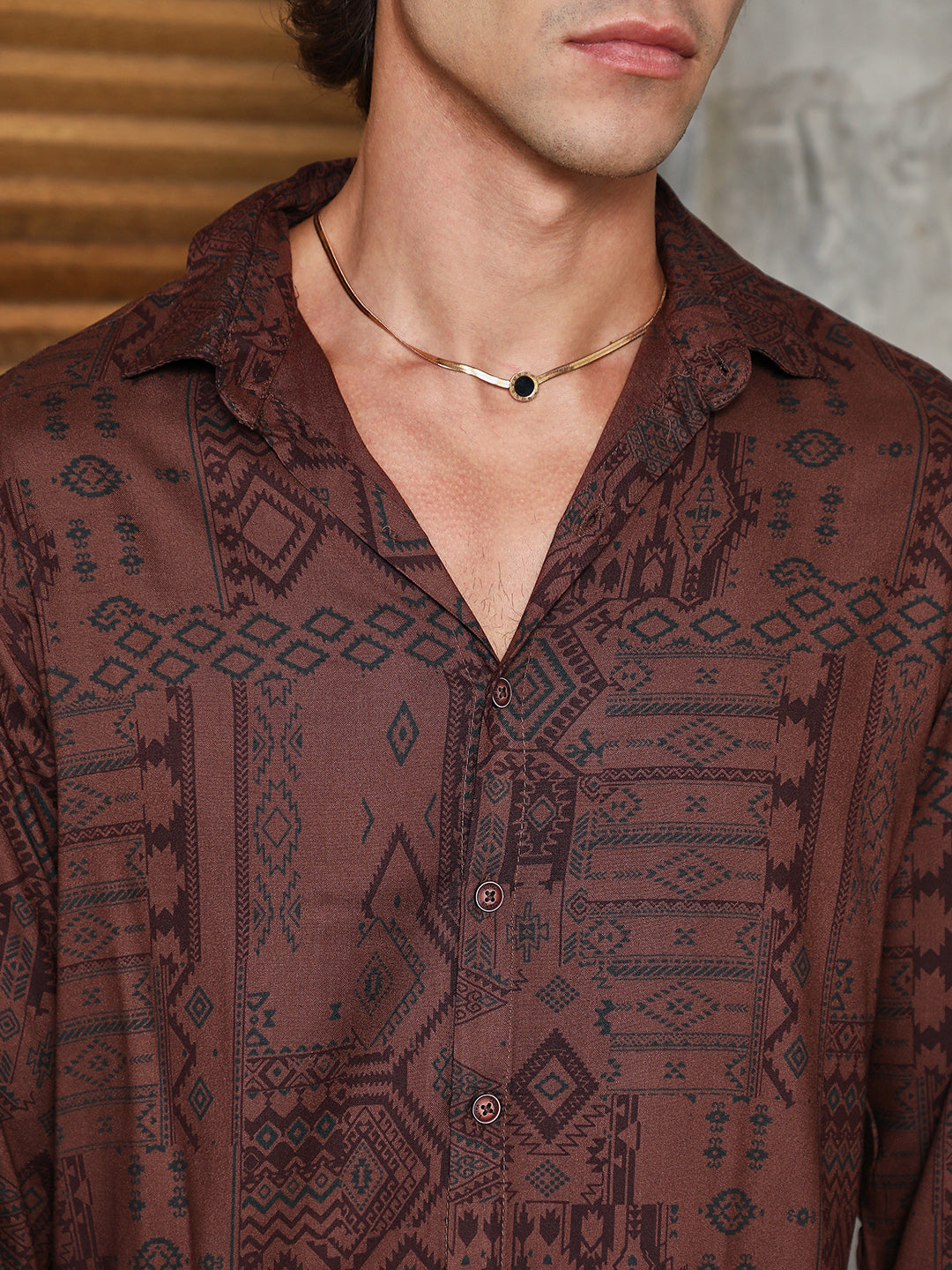 Aztec-Imprint Shirt