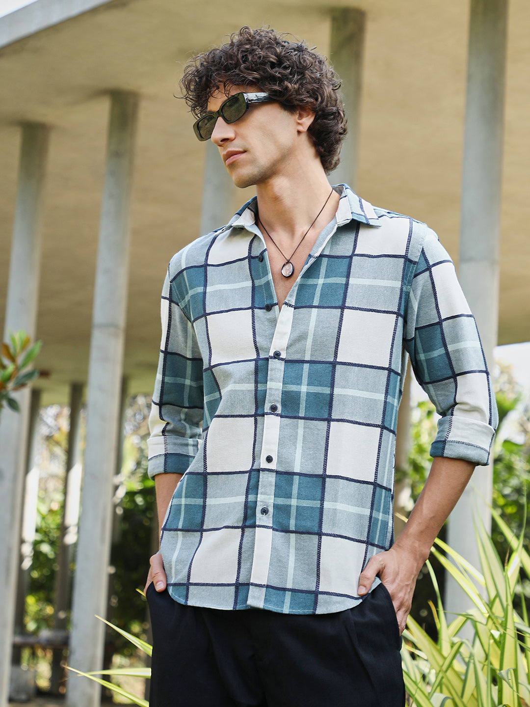 Checkered Shirt Blue Flannel Shirt Outfit Men's Adaptive Navy