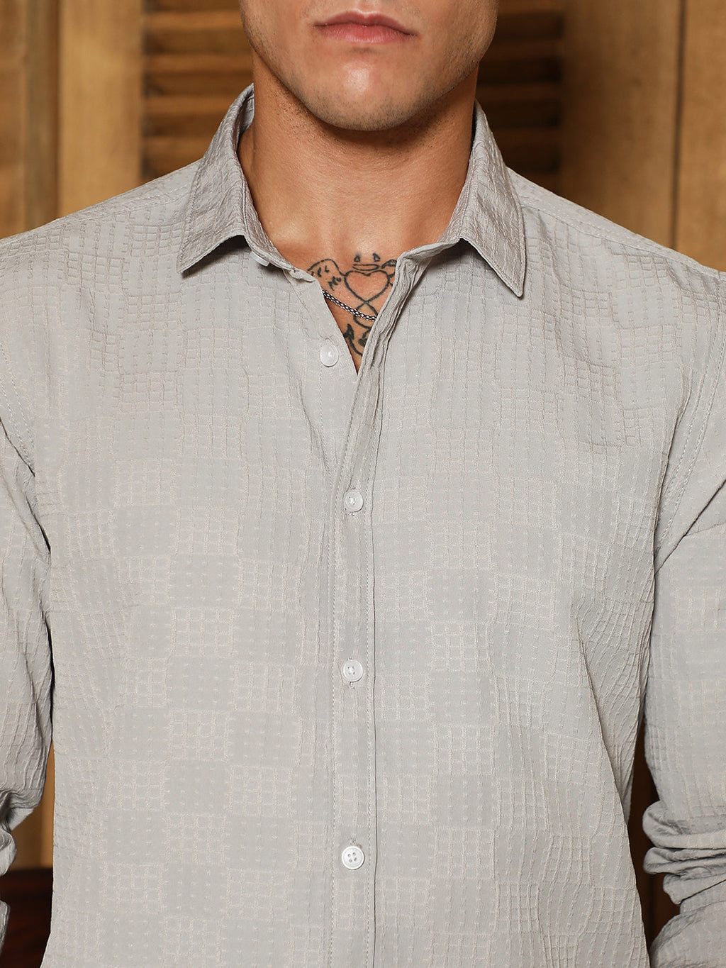 Grid-Check Tactile Shirt