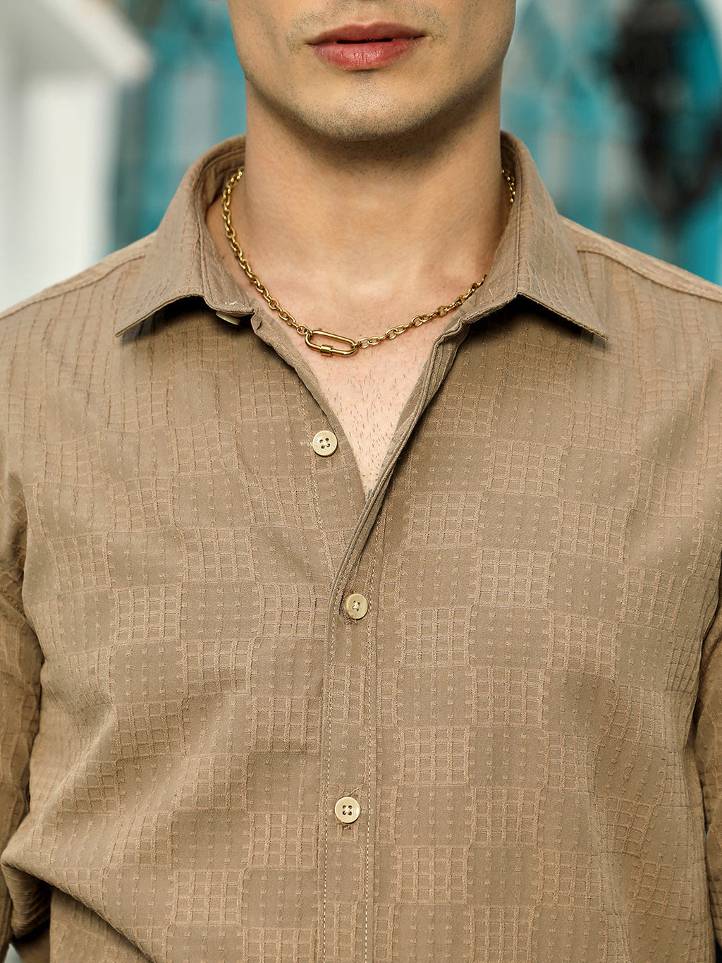 Grid-Check Tactile Shirt