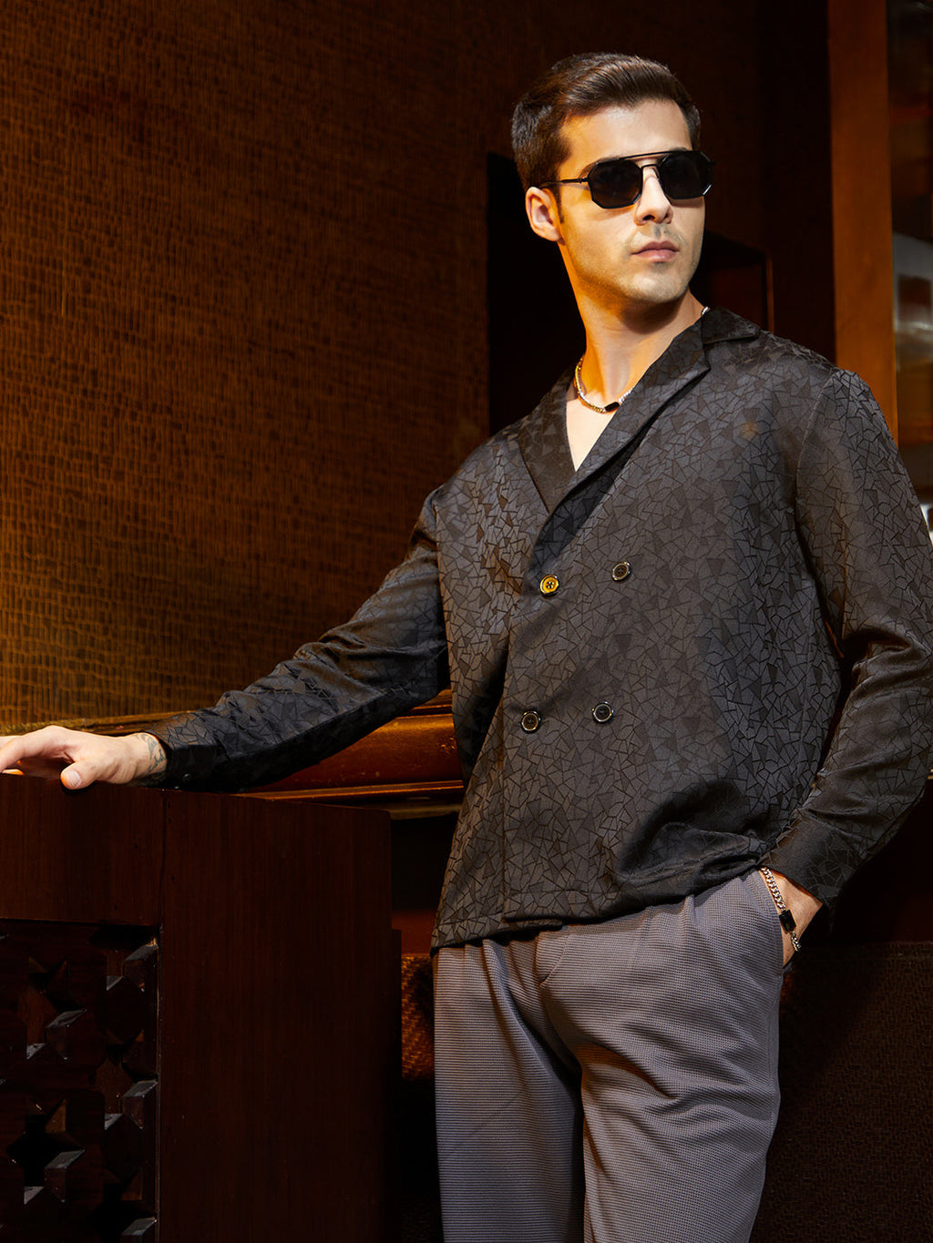 Double-Breasted Moziac Shirt