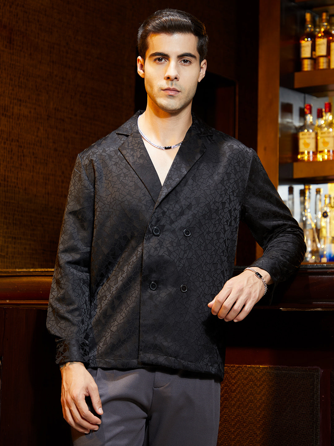 Double-Breasted Moziac Shirt