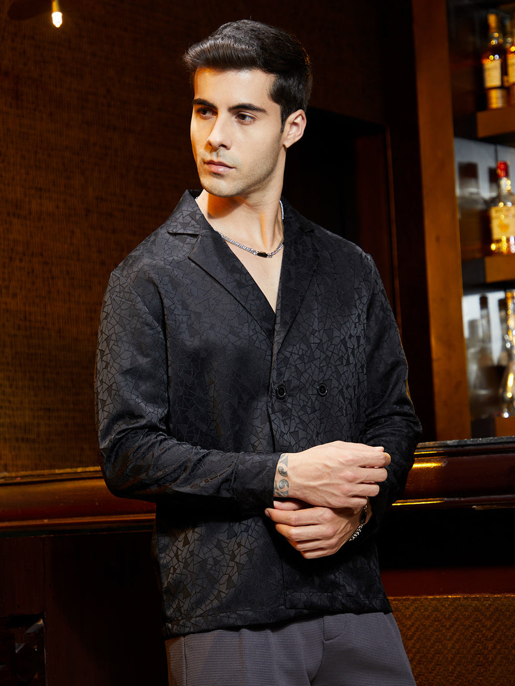 Double-Breasted Moziac Shirt