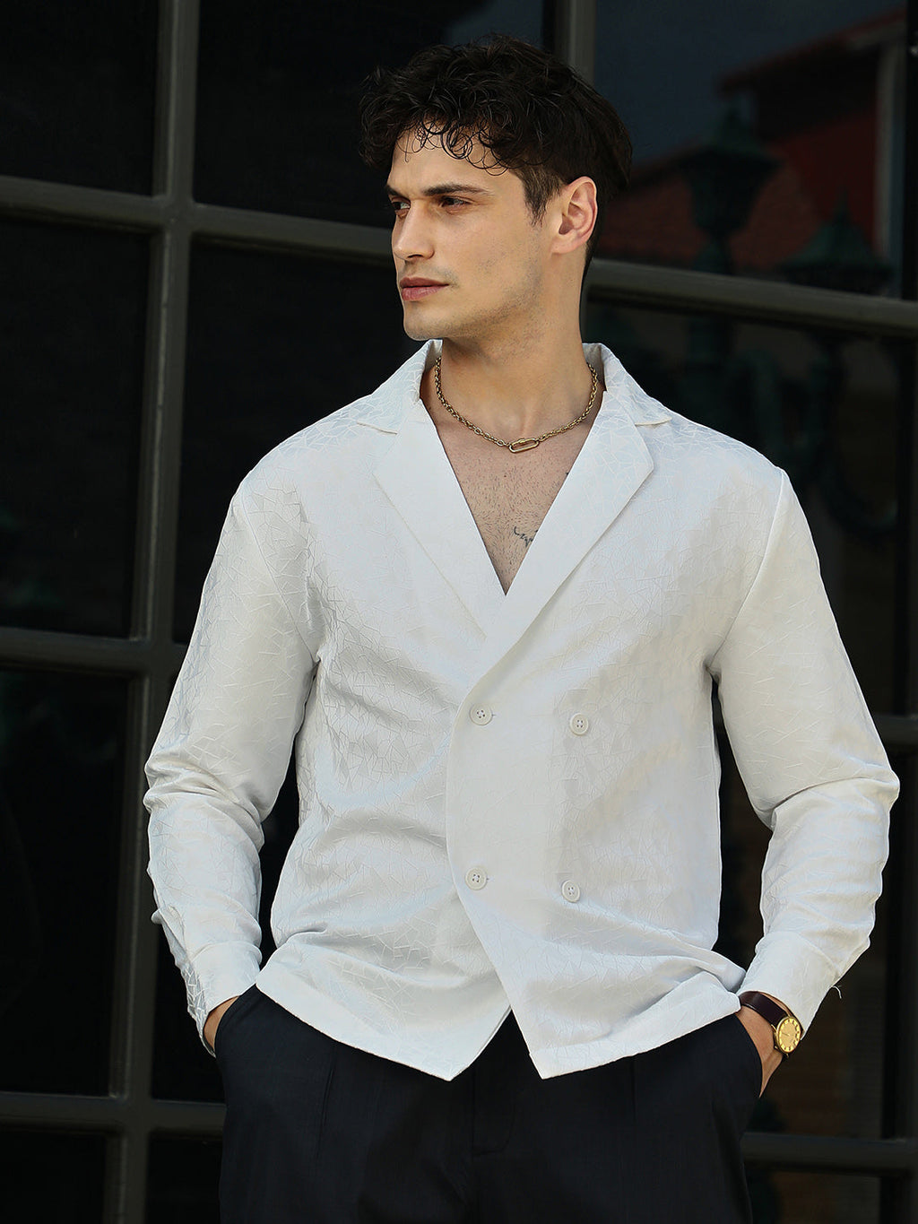 Double-Breasted Moziac Shirt