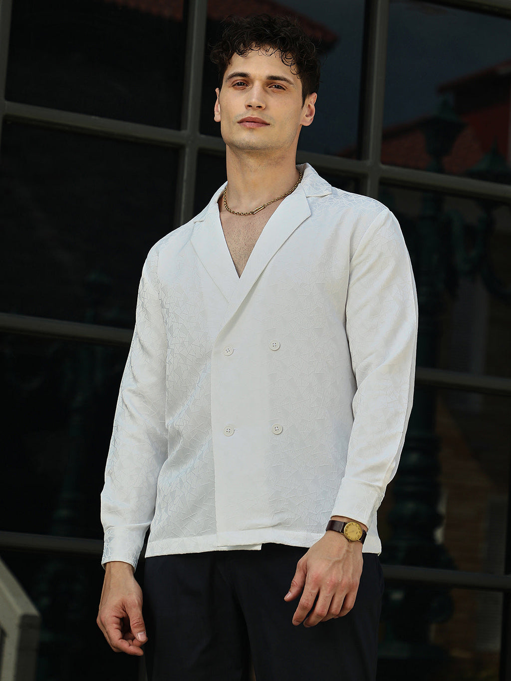 Double-Breasted Moziac Shirt