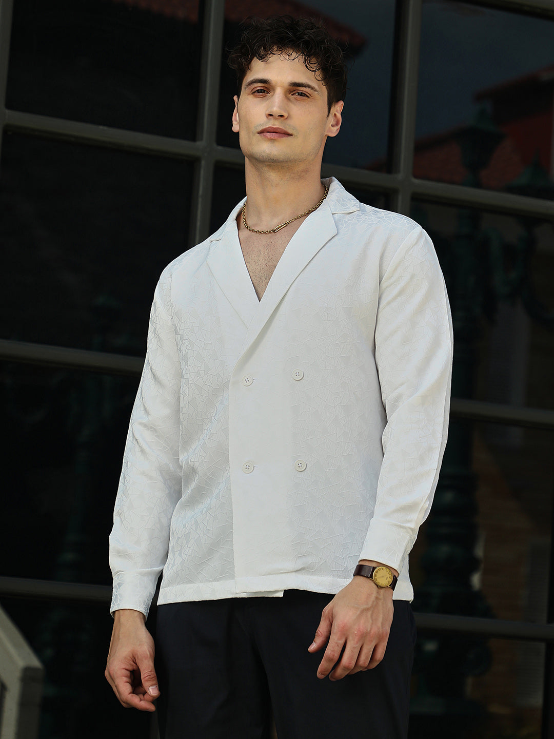 Double-Breasted Moziac Shirt