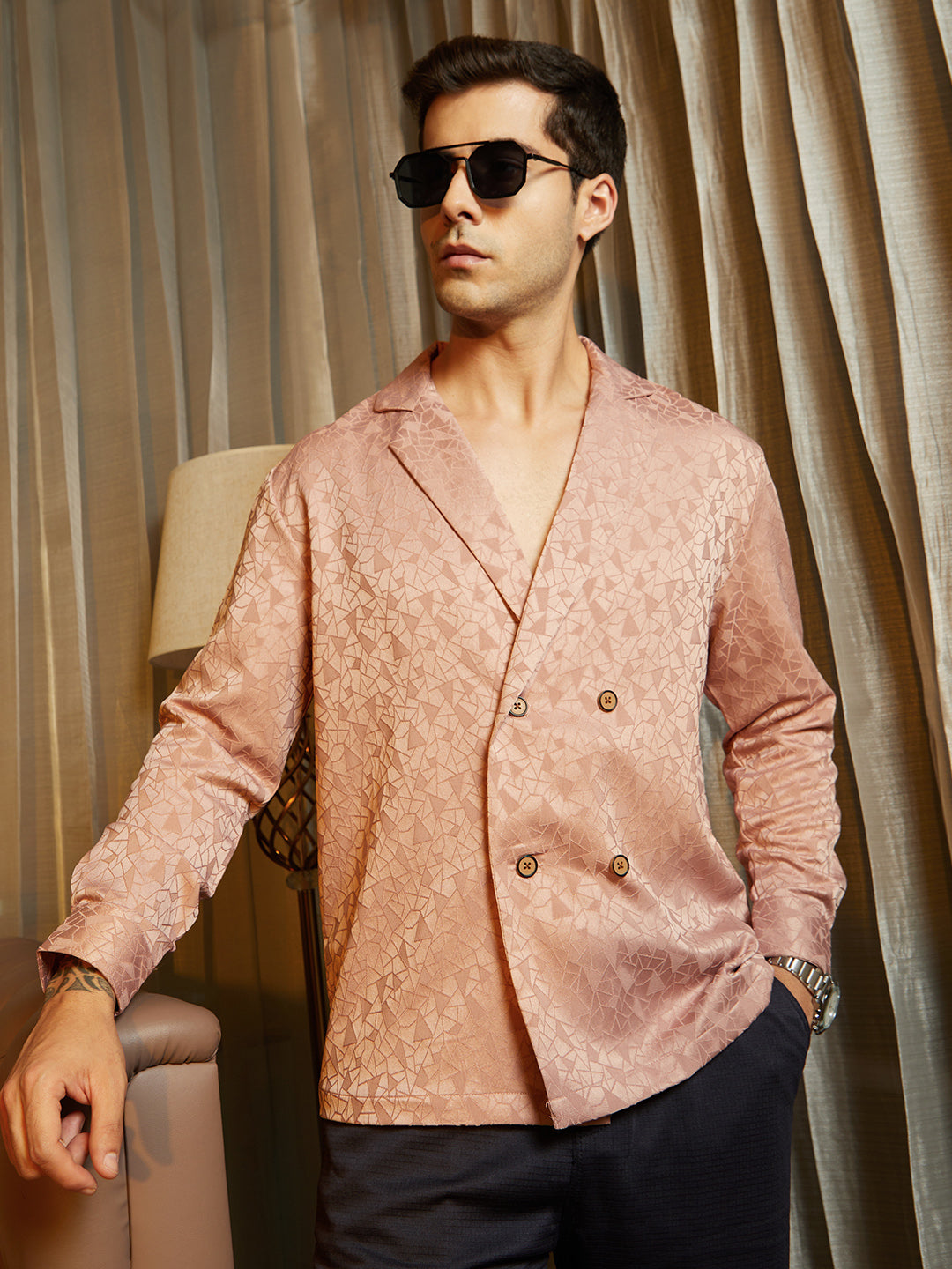 Double-Breasted Moziac Shirt