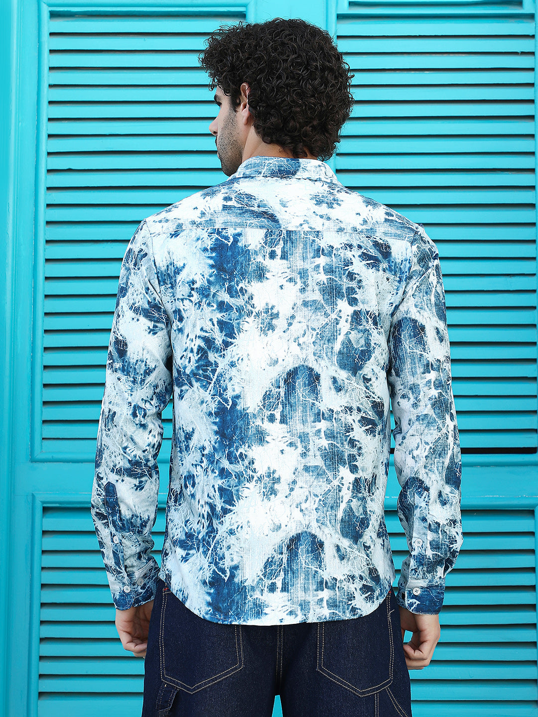 Striated-Contrast Regular Shirt