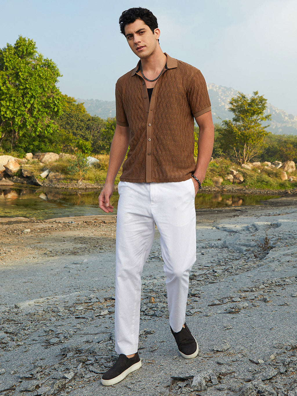 Swirl-Knit Polo Shirt