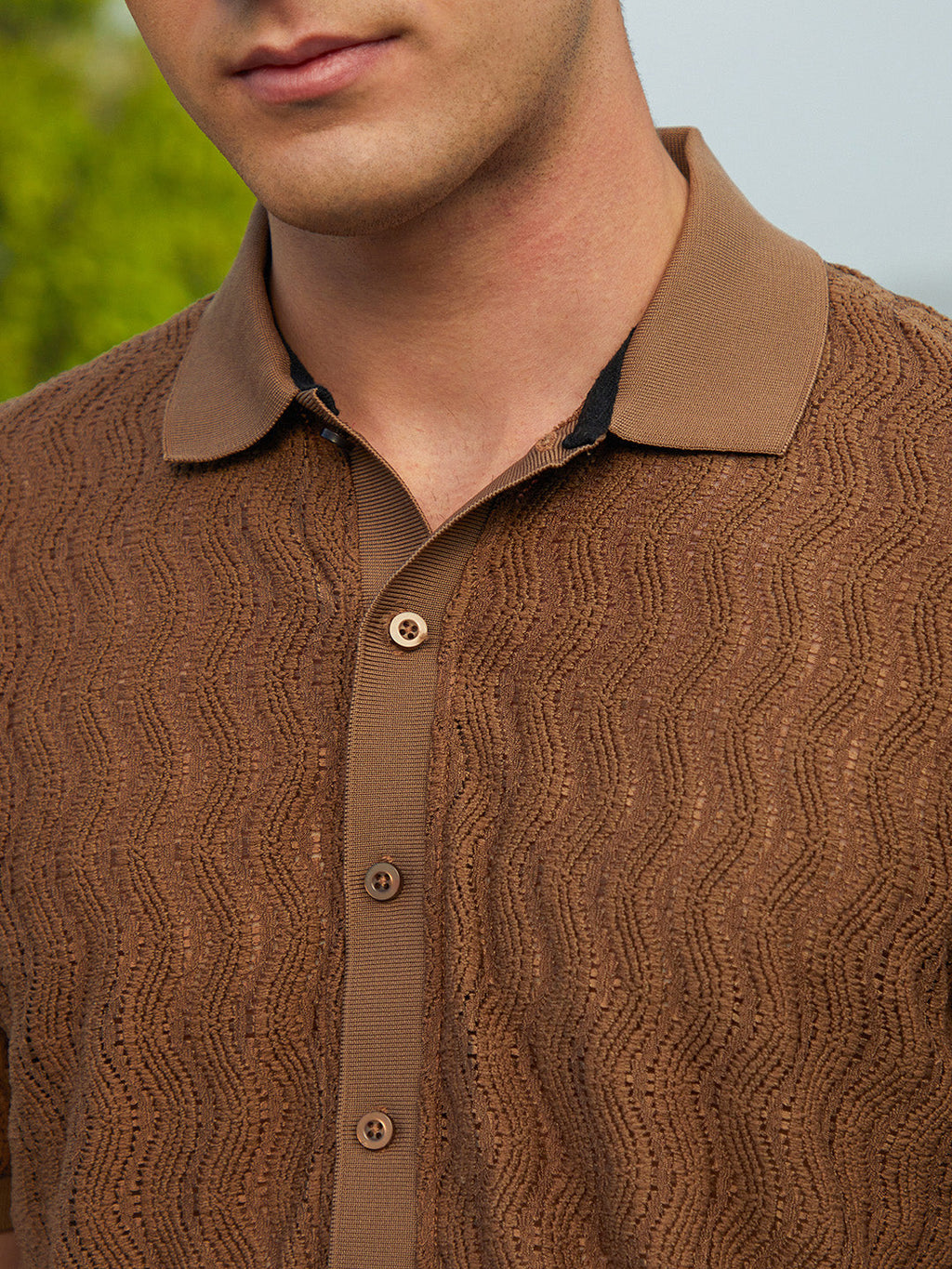 Swirl-Knit Polo Shirt