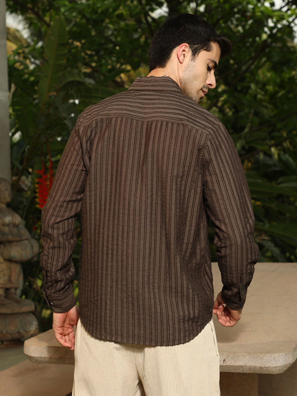 Edge-Lined Half-Placket Shirt