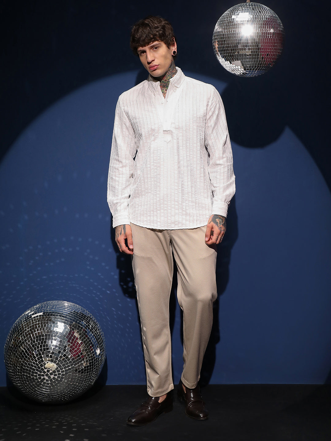 Edge-Lined Half-Placket Shirt