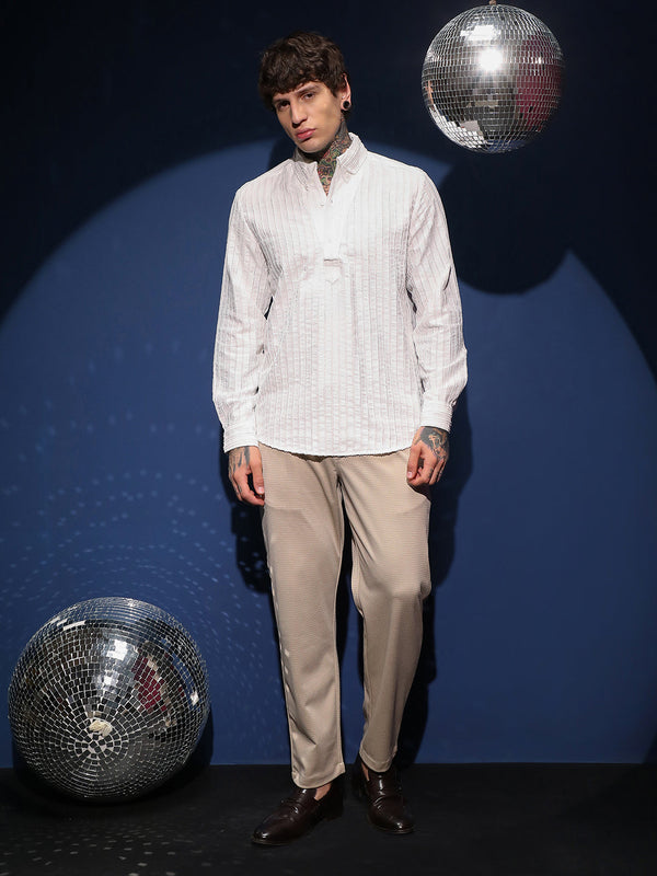 Edge-Lined Half-Placket Shirt