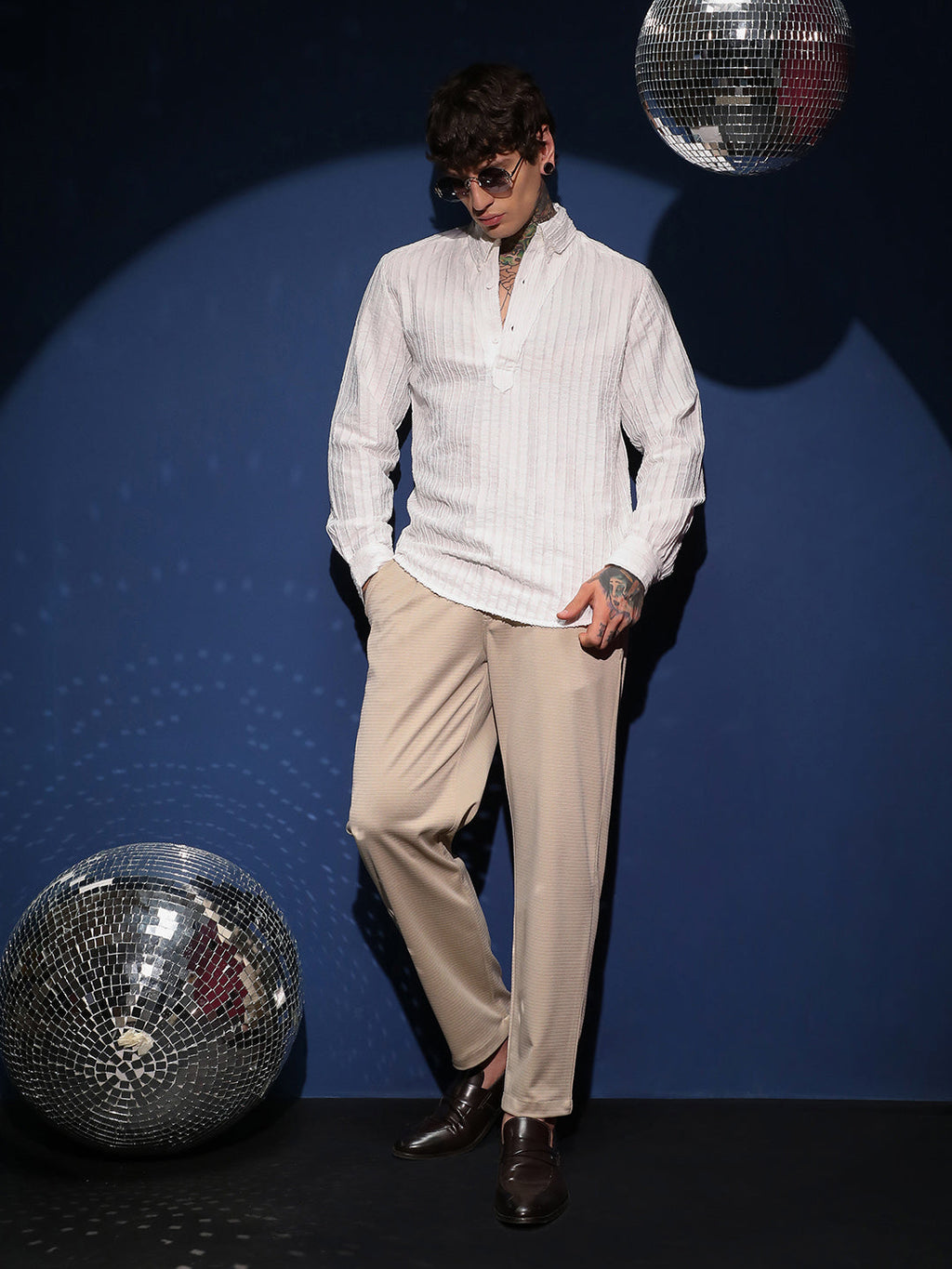 Edge-Lined Half-Placket Shirt