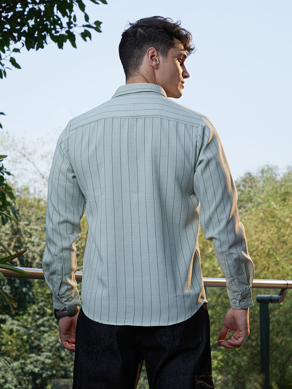 Unbalanced-Pinstripe Shirt