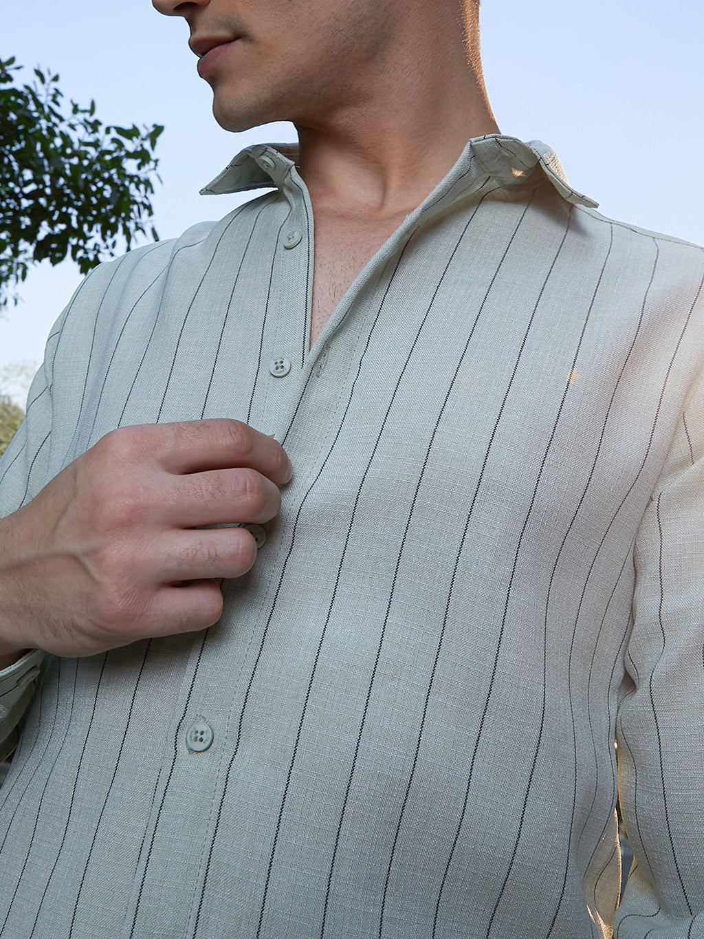 Unbalanced-Pinstripe Shirt