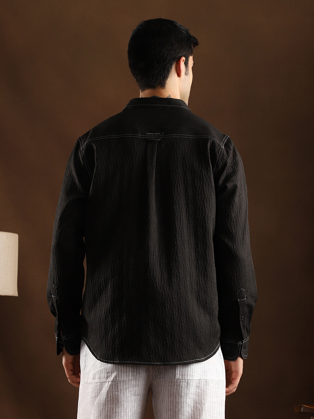 Contrast-Stitch Utility Shirt