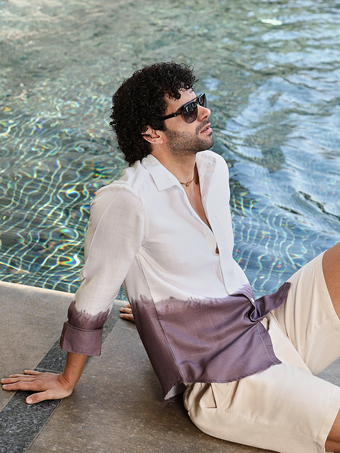 Ombre-Plunge Regular Shirt