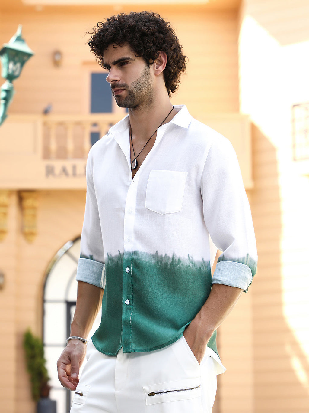 Ombre-Plunge Regular Shirt