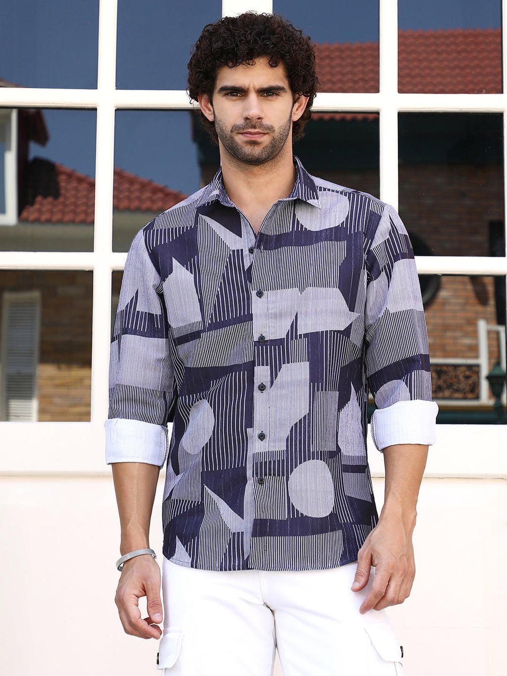 Geometric-Overflow Regular Shirt