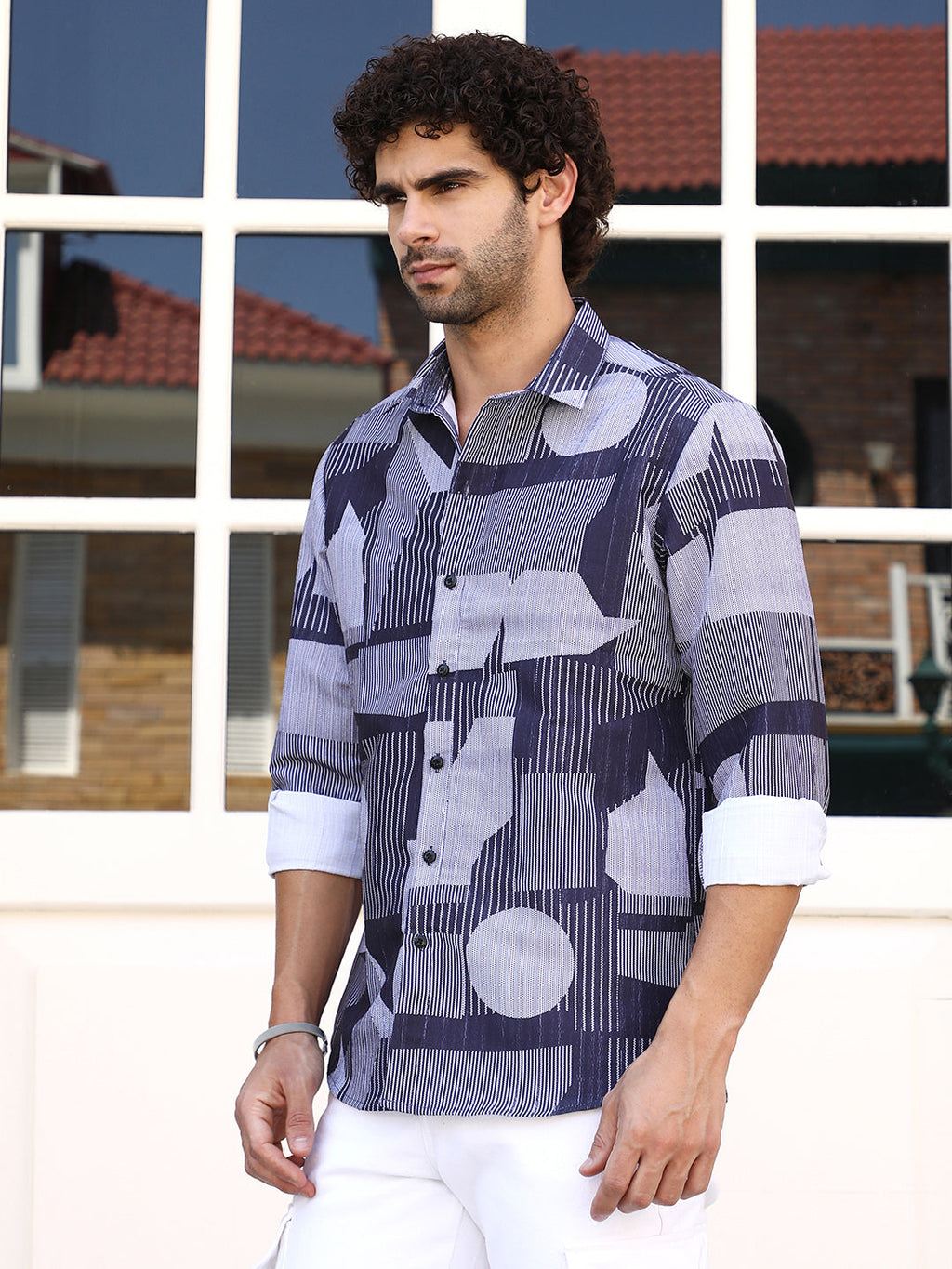 Geometric-Overflow Regular Shirt