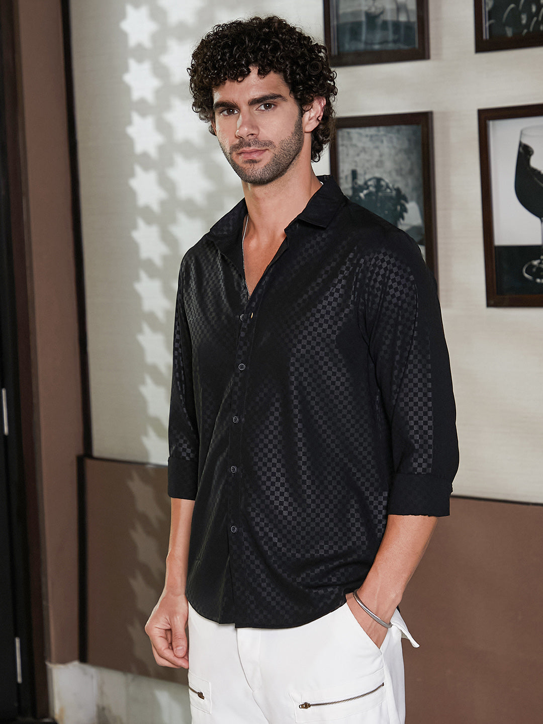 Checkered-Imprint Shirt