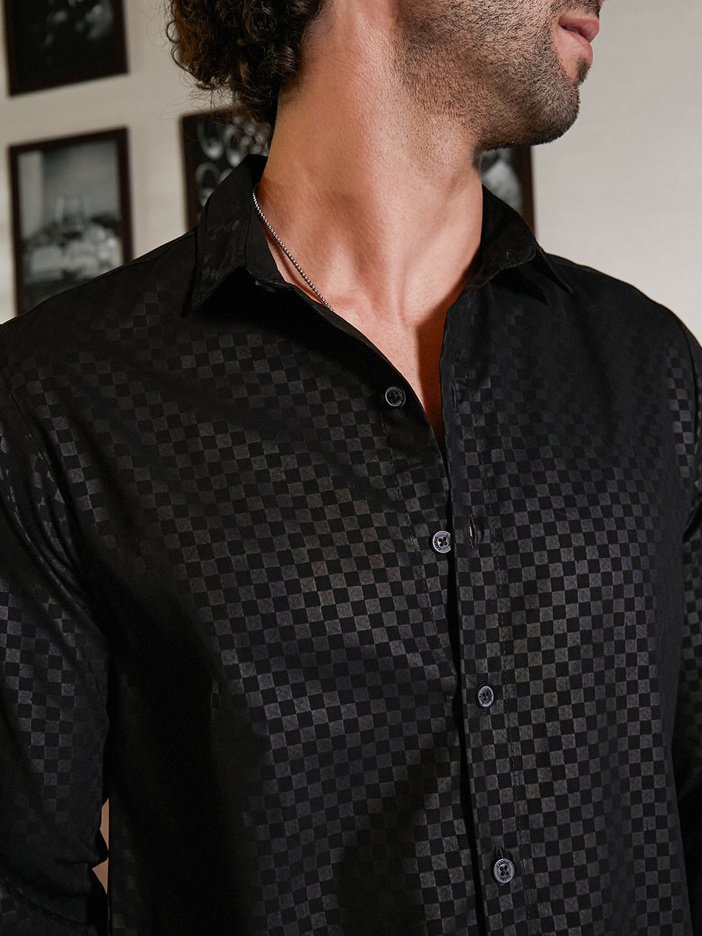 Checkered-Imprint Shirt