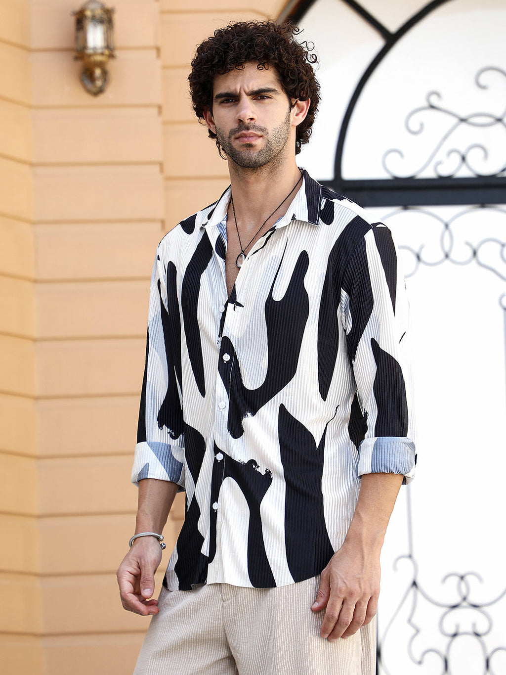 Contour-Lines Pleated Shirt