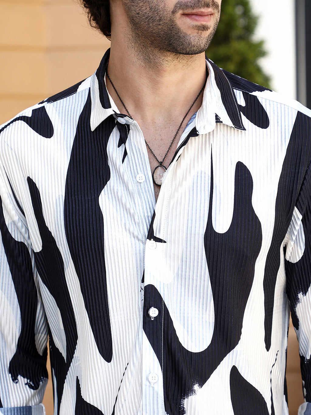 Contour-Lines Pleated Shirt
