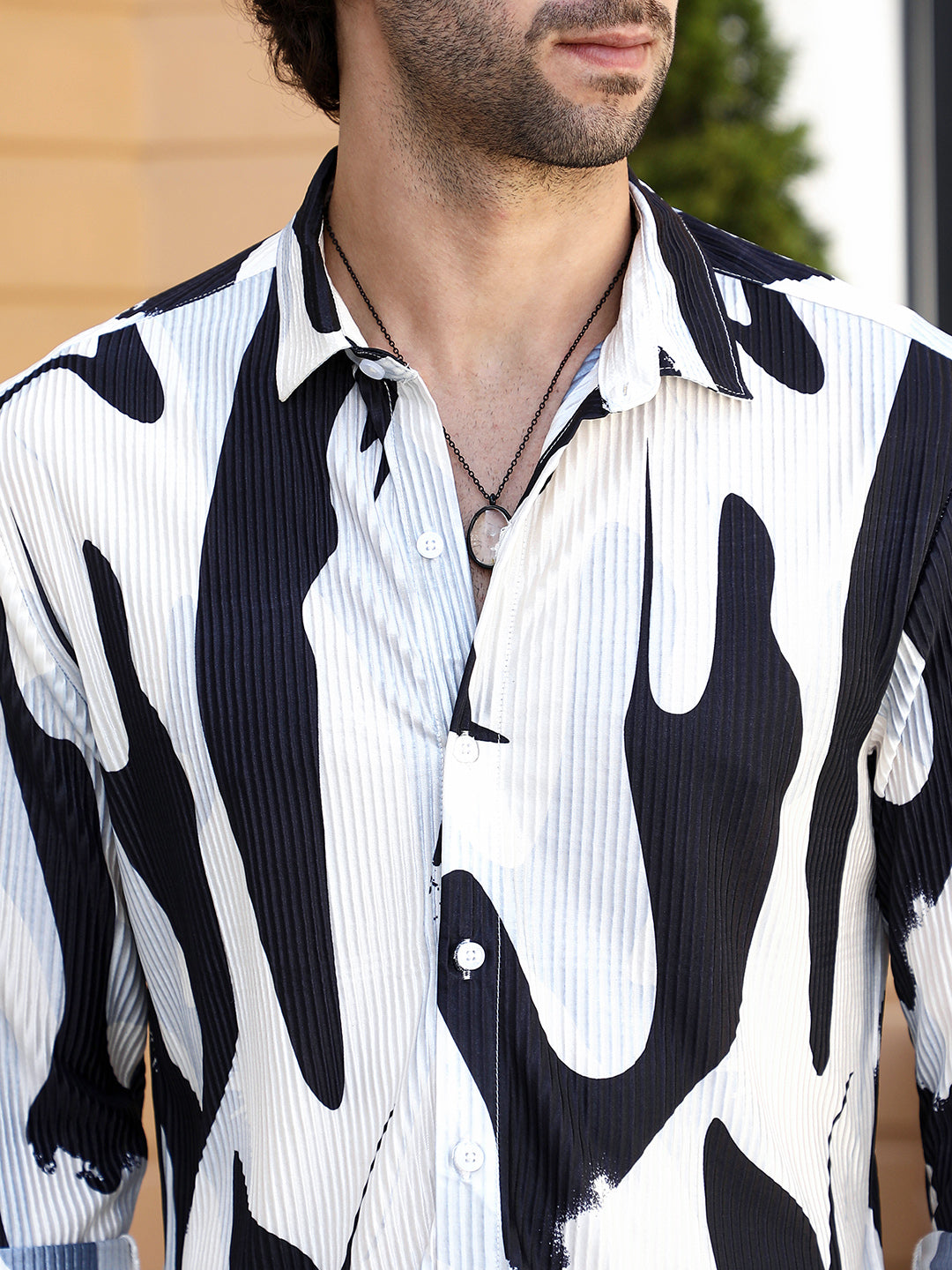 Contour-Lines Pleated Shirt