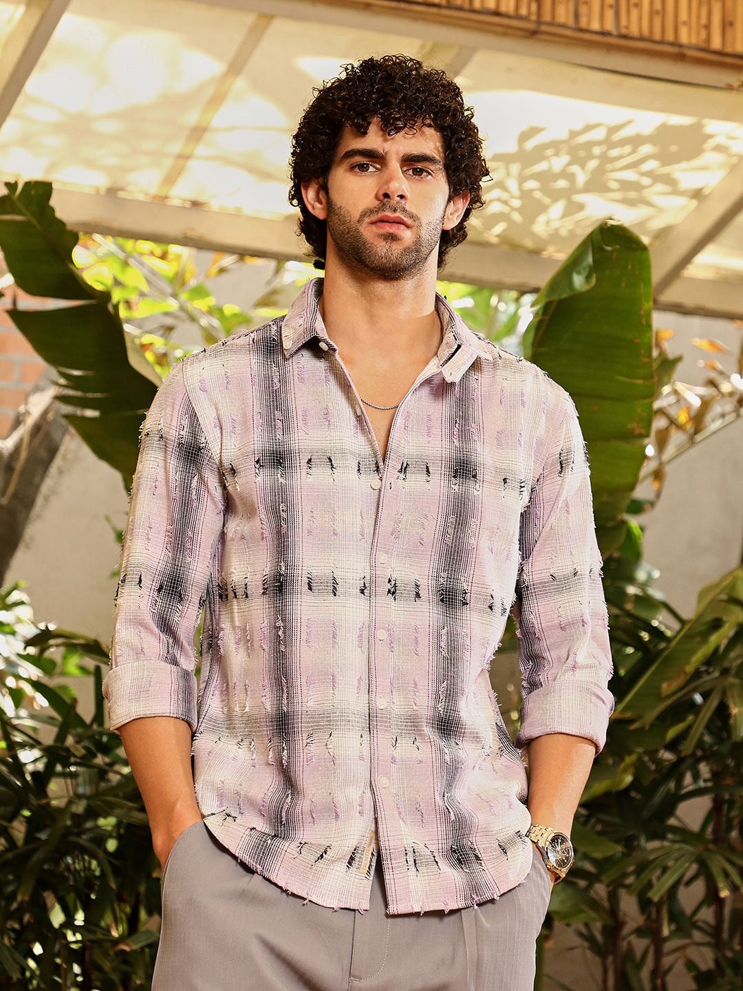 Distressed-Check Shirt