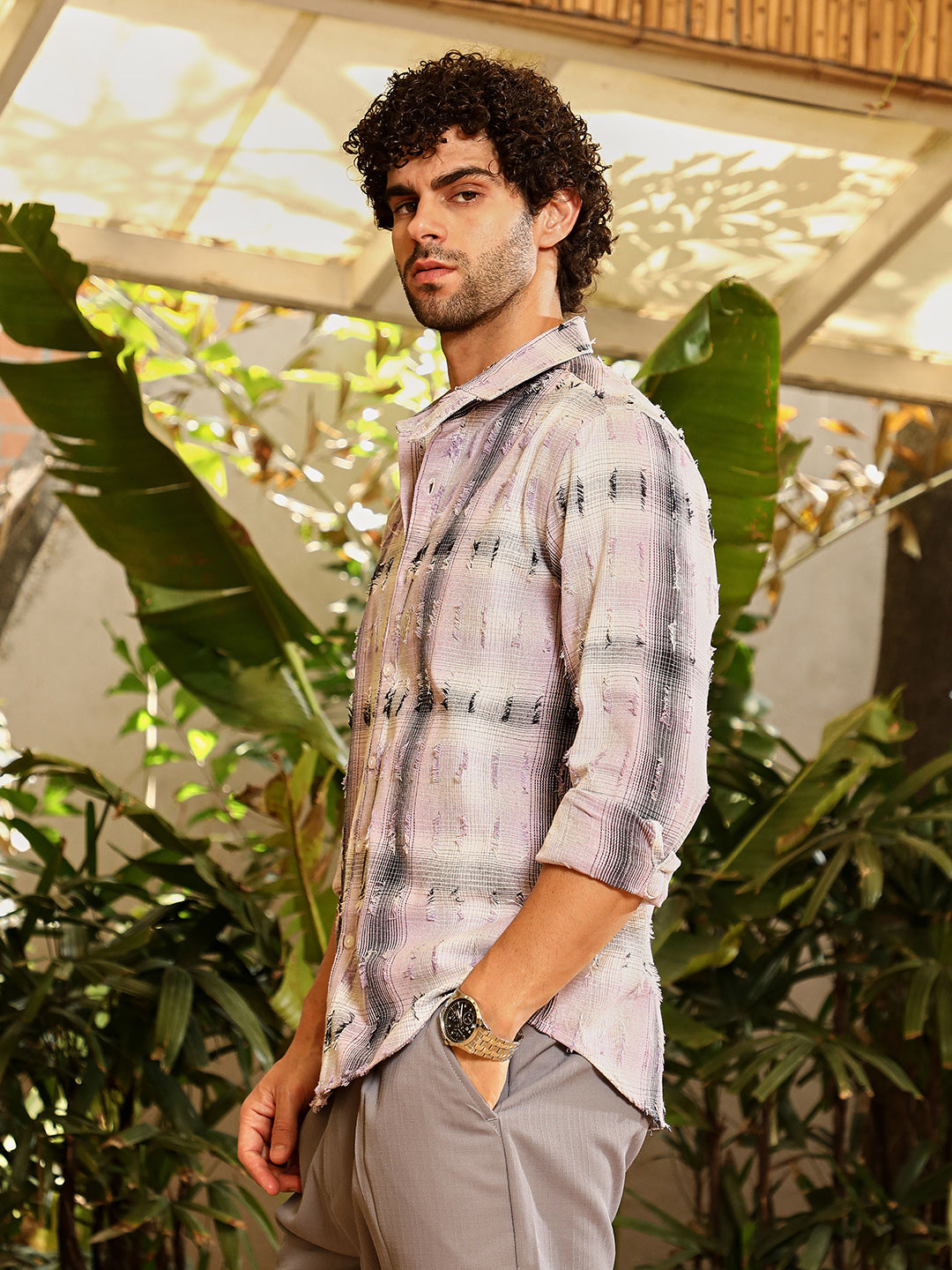 Distressed-Check Shirt