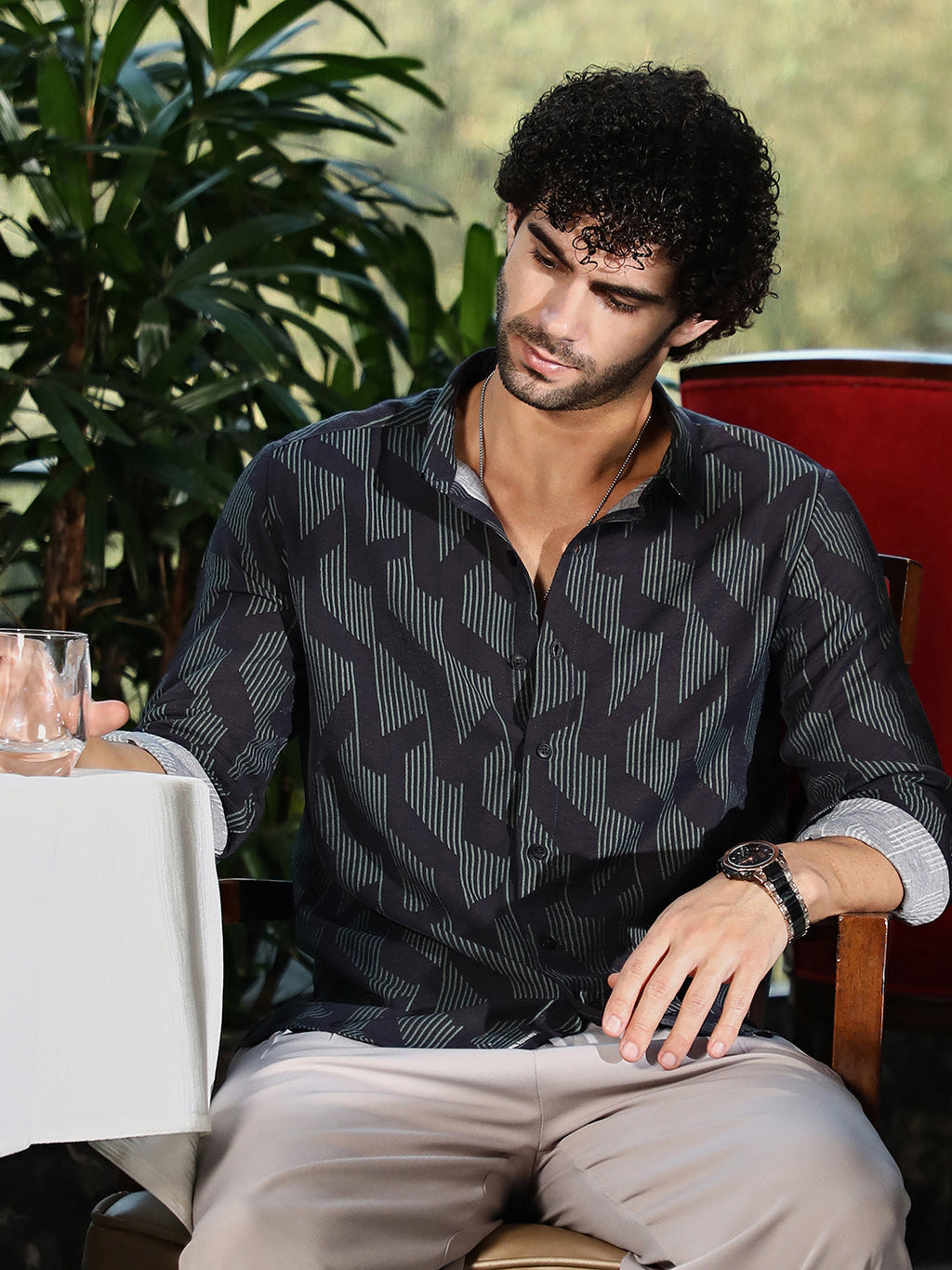 Pinstriped-Track Regular Shirt