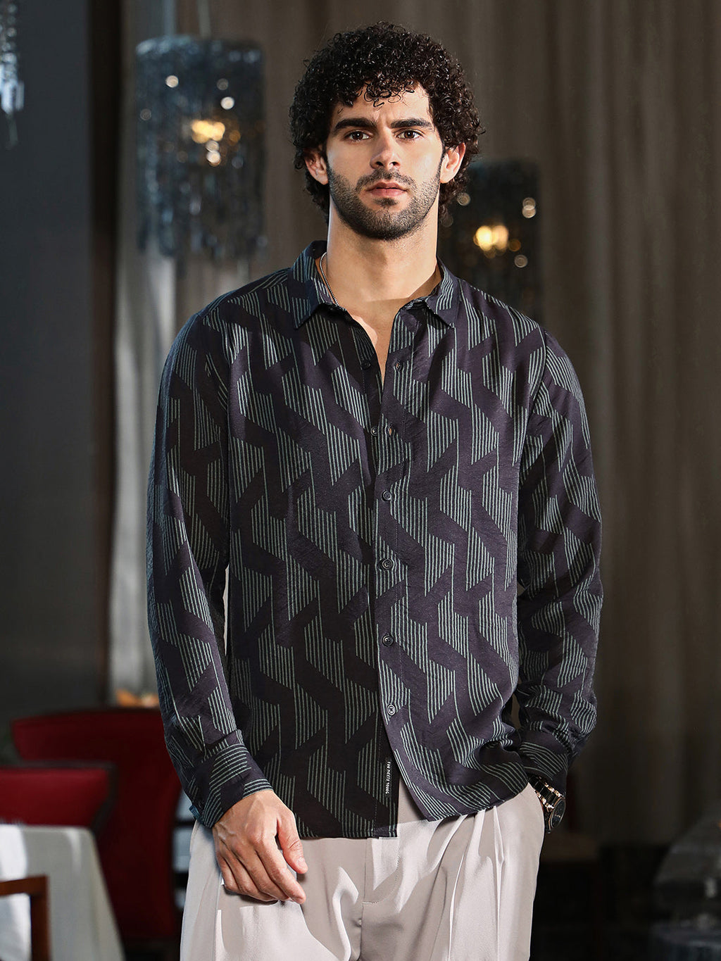 Pinstriped-Track Regular Shirt