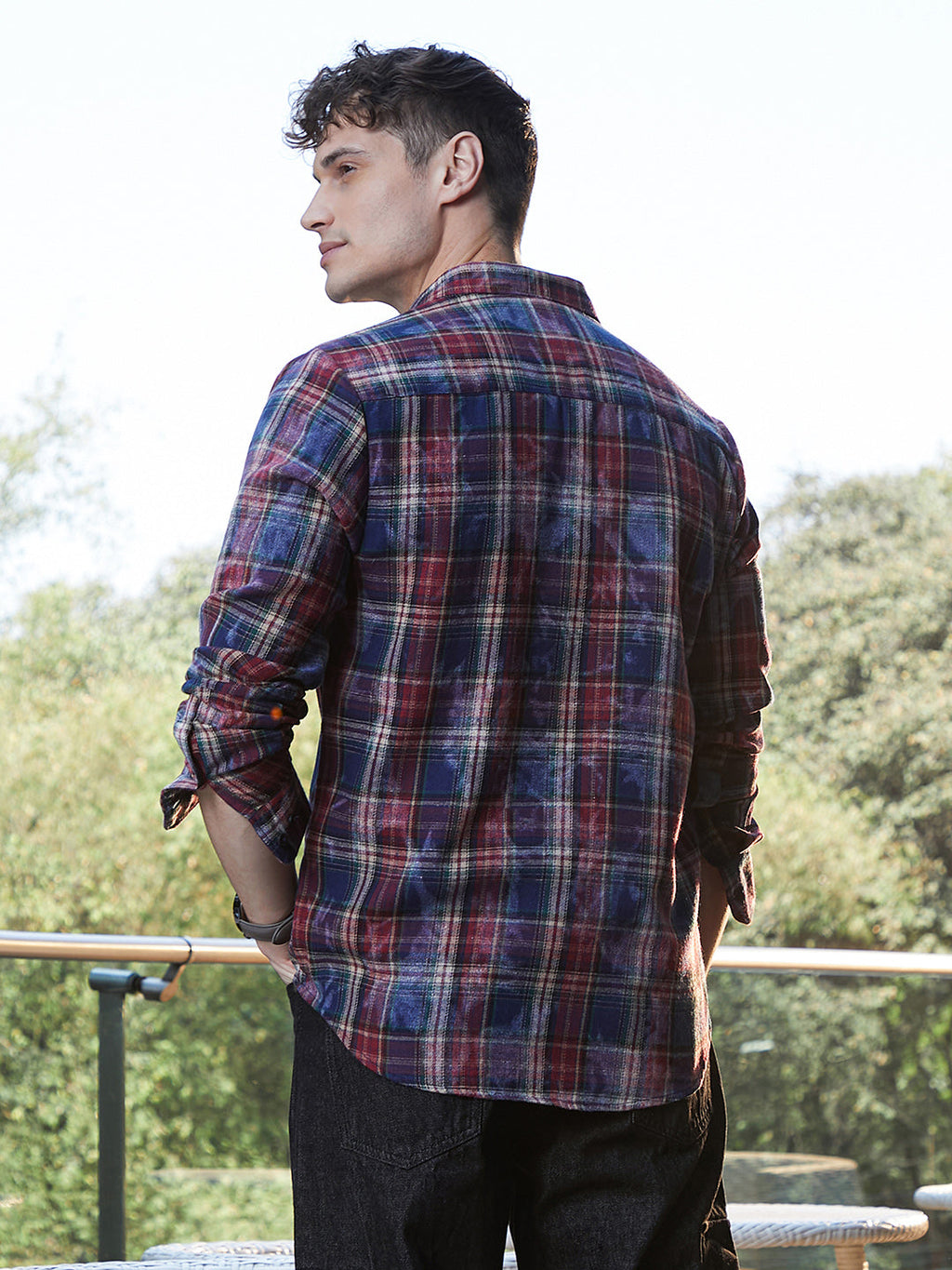 Dark-Plaid Relaxed Shirt