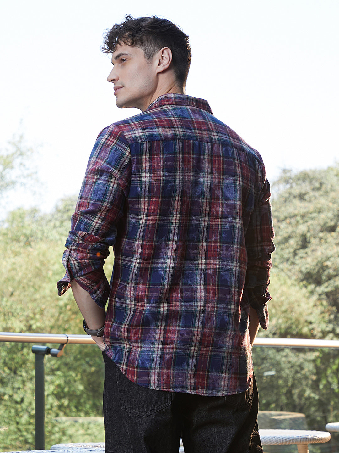 Dark-Plaid Relaxed Shirt
