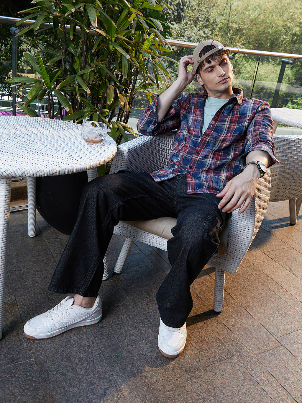 Dark-Plaid Relaxed Shirt