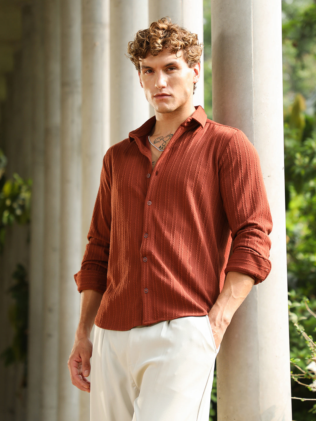 Ribbed-Rope Tactile Shirt